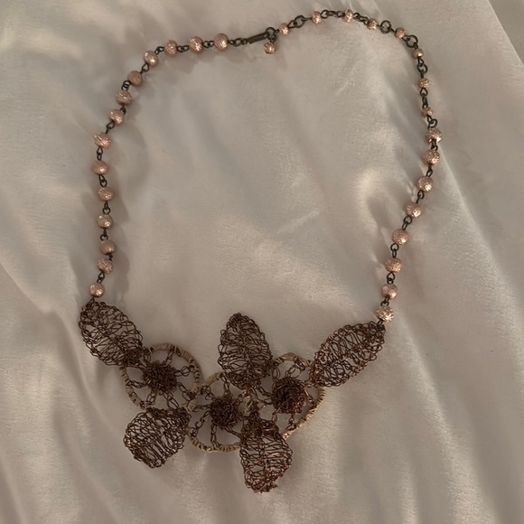 Elegant Handmade Brown Floral Necklace - Picture 1 of 6